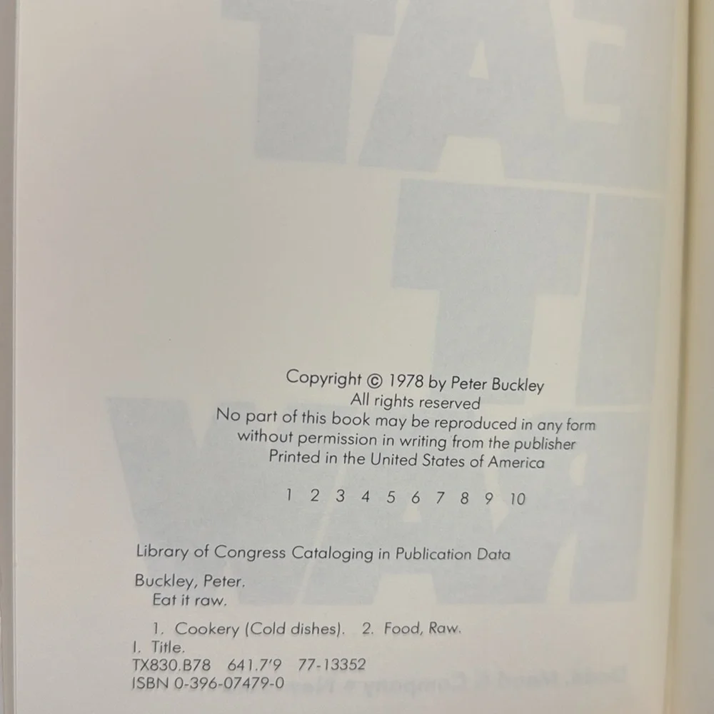 78’ 1st Ed Eat It Raw Raw Food‎ Cookbook